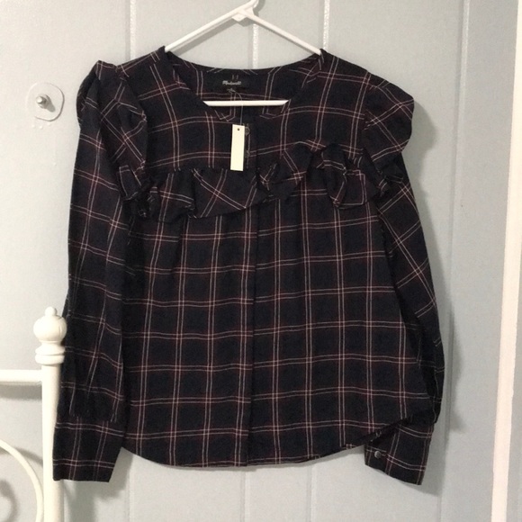 Madewell plaid ruffle top *NWT* - Picture 1 of 3